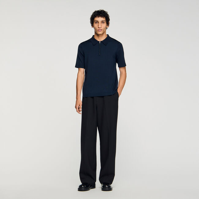 Polo en maille à col zippé