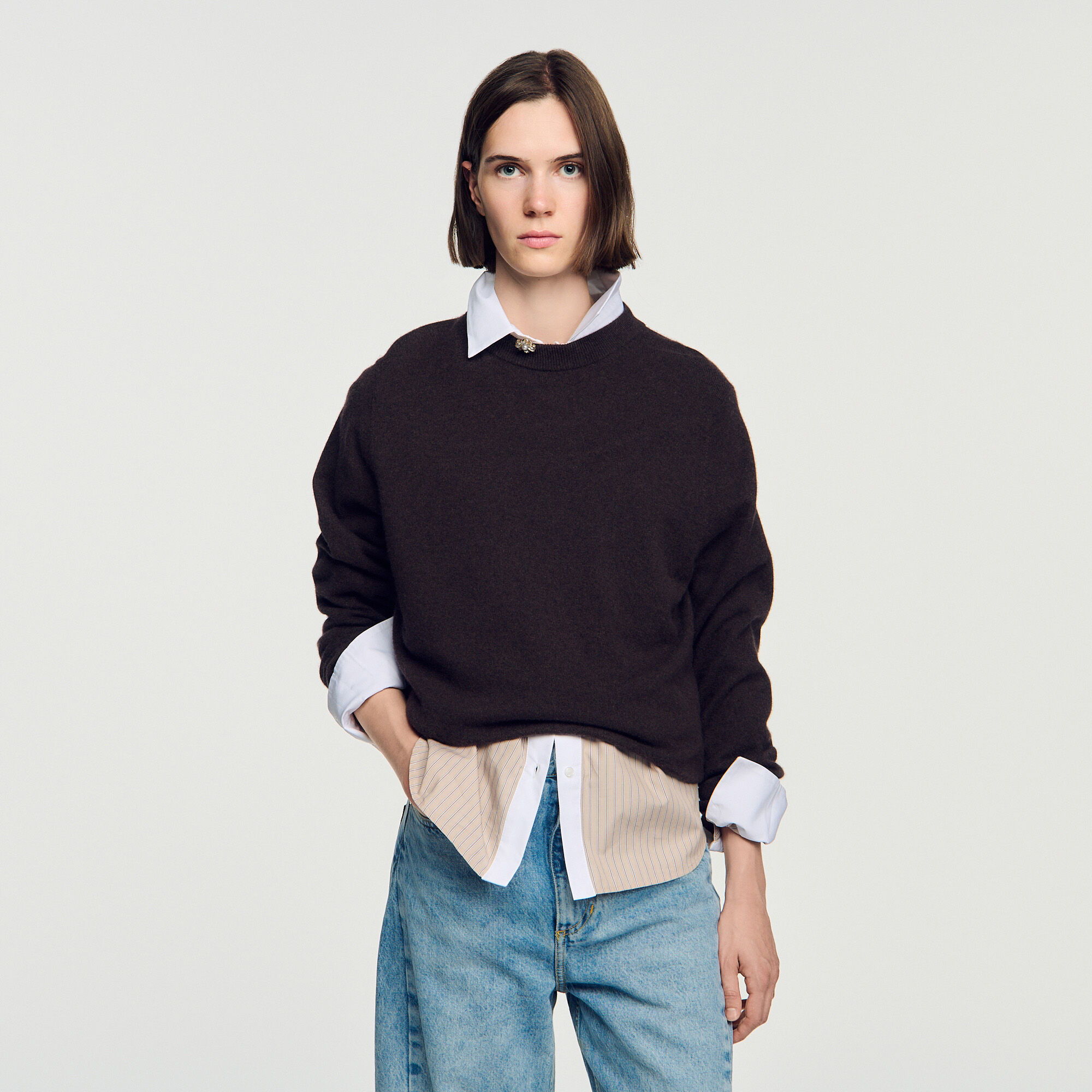 Kaschmirpullover mit Rundhals - Mixte | Sandro