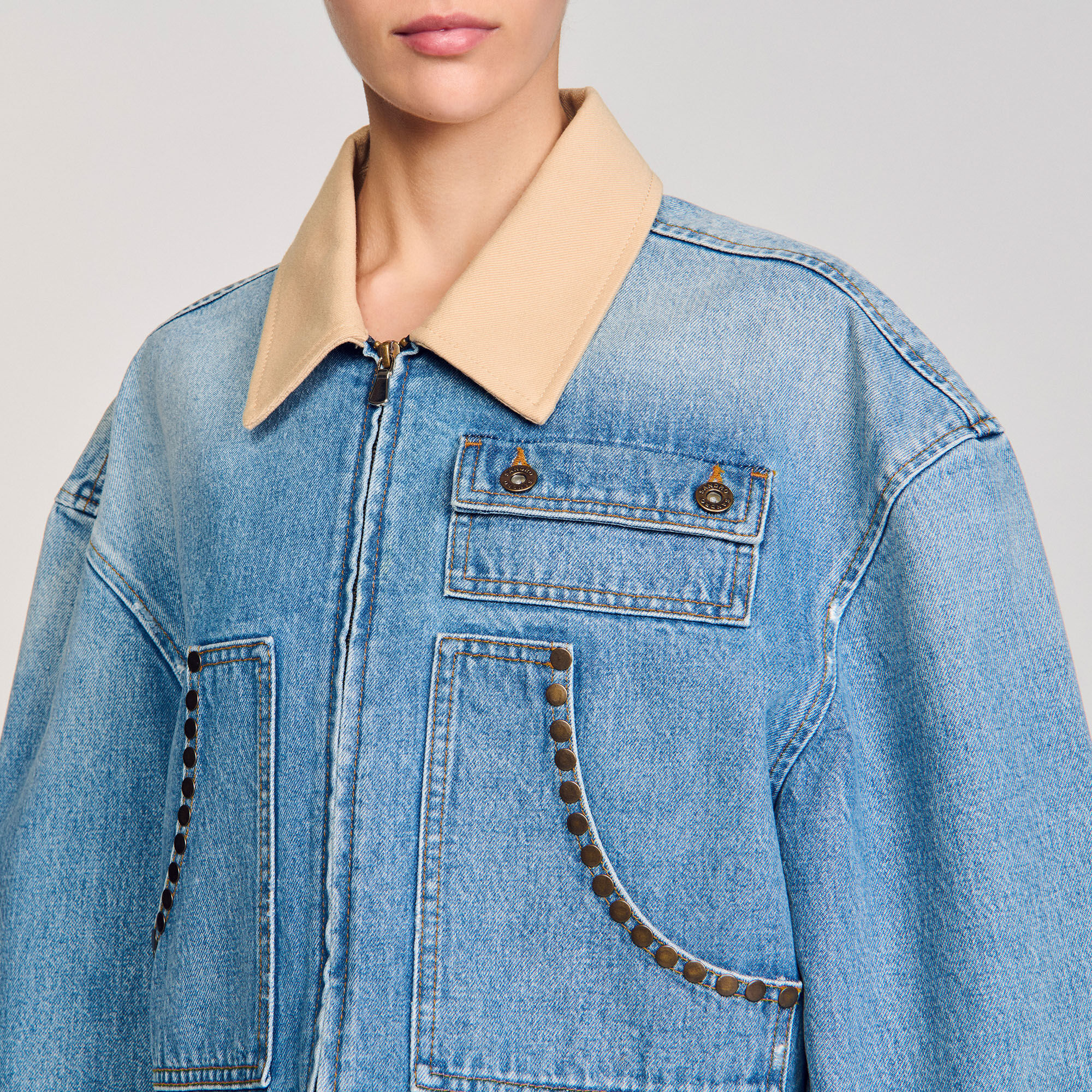 Denim jacket with studs