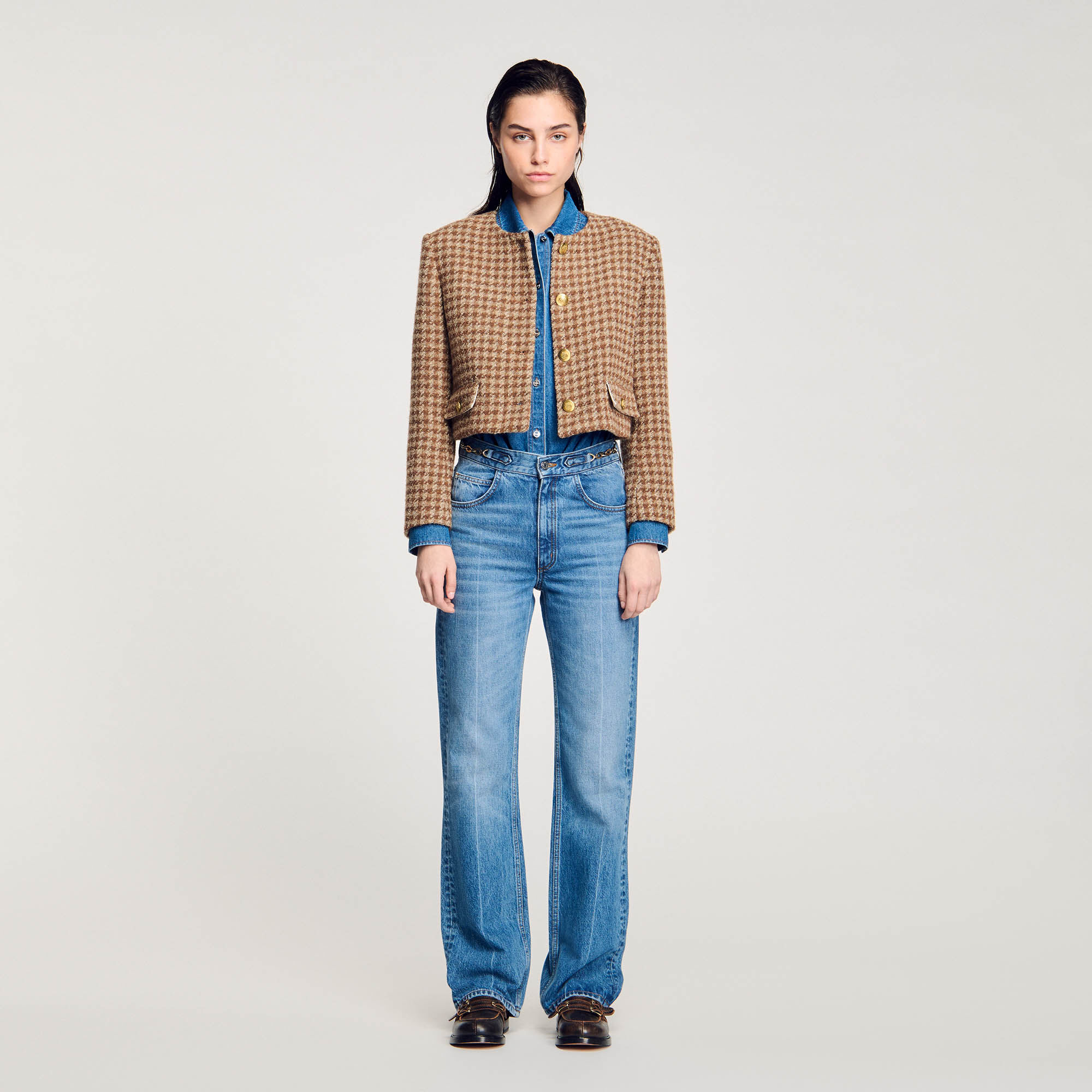 Kurze Jacke mit Karomuster