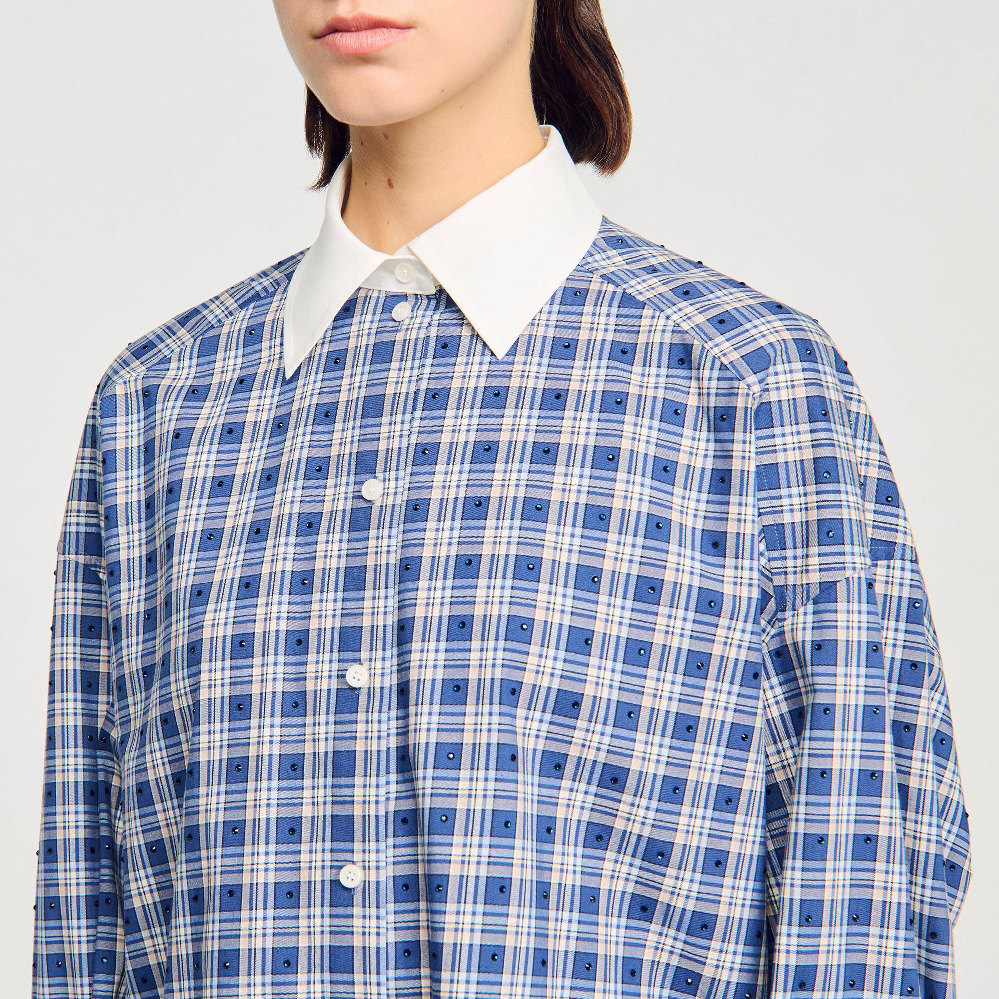 Chemise à carreaux strassée