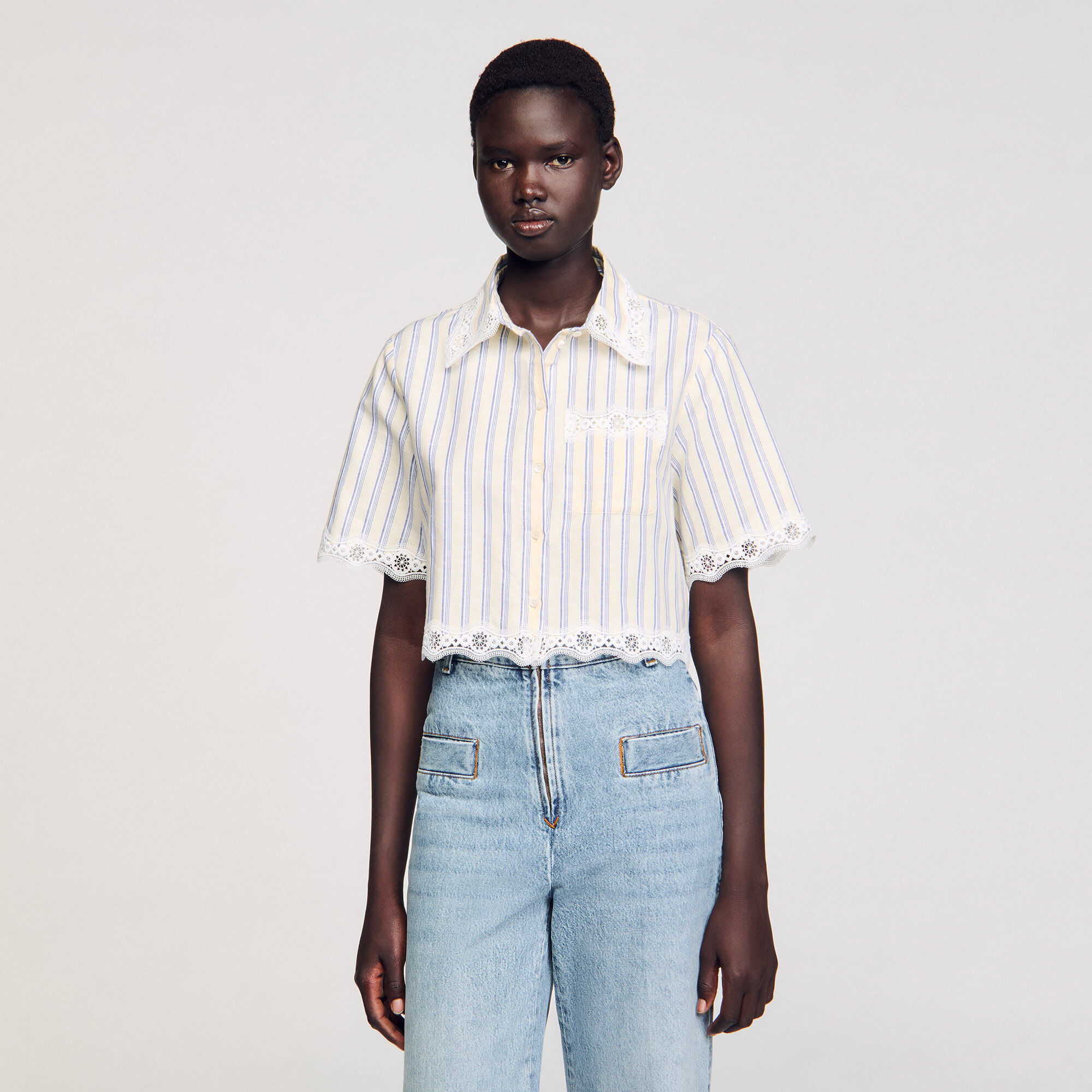 Striped cropped shirt