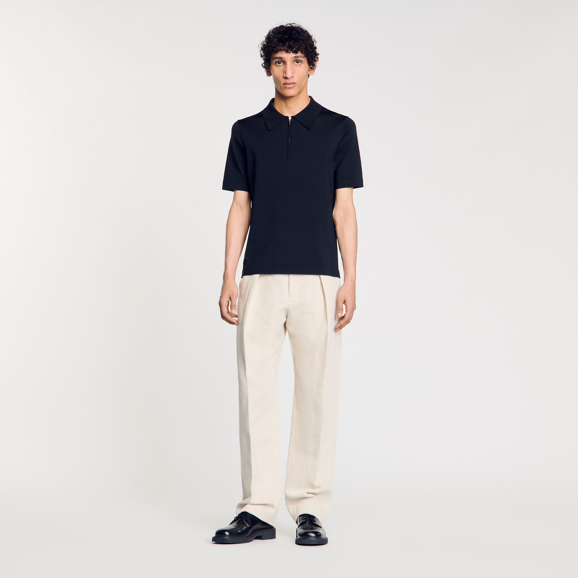 Poloshirt aus Strick mit Reißverschluss