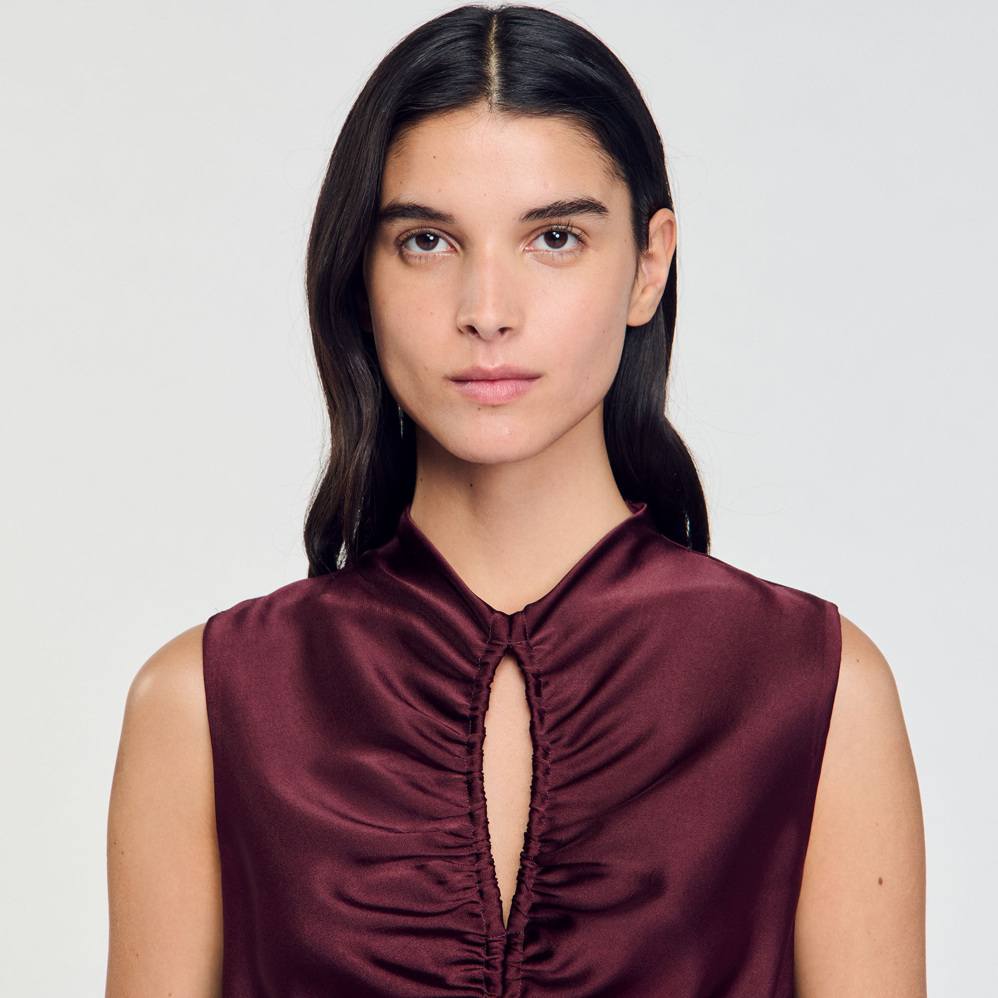 Draped satin-effect dress