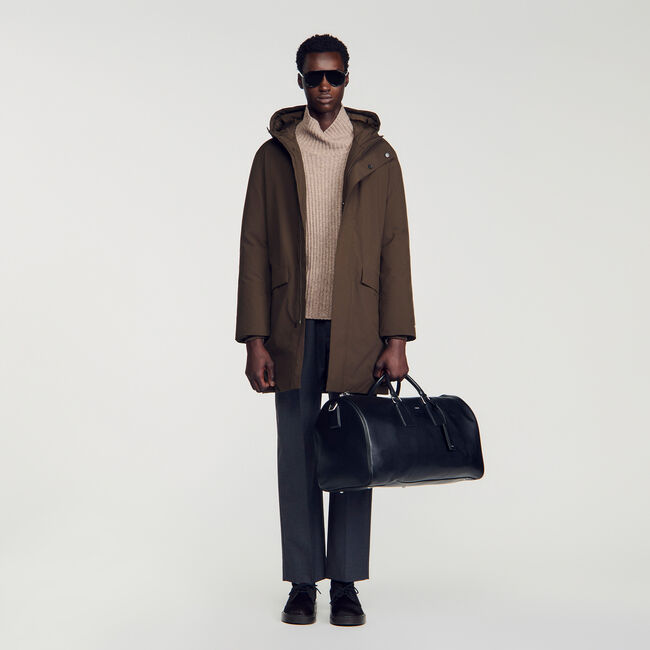Grained leather weekend bag