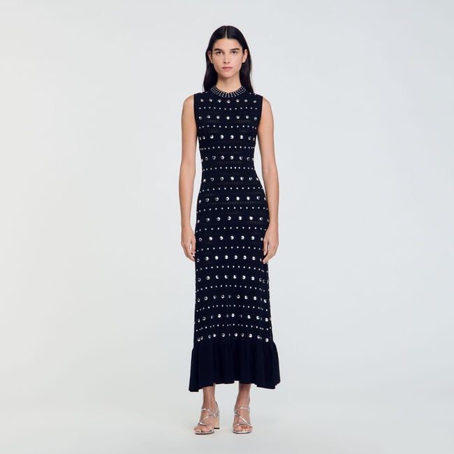 Knit maxi dress with studs