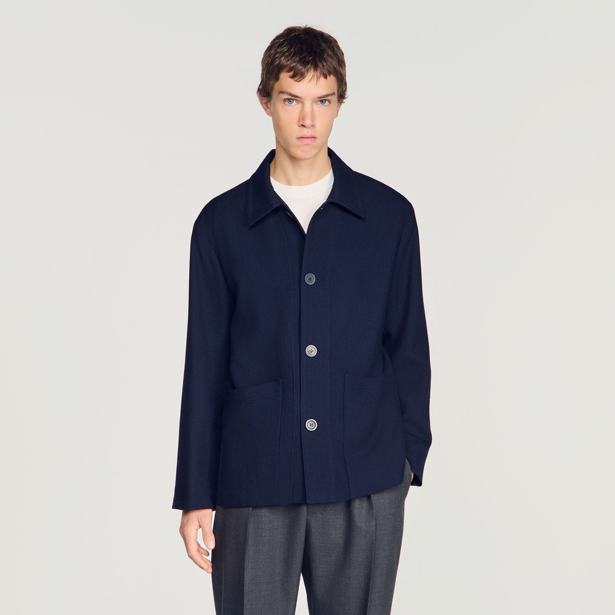 Worker-Jacke aus Wolle mit Kn&ouml;pfen