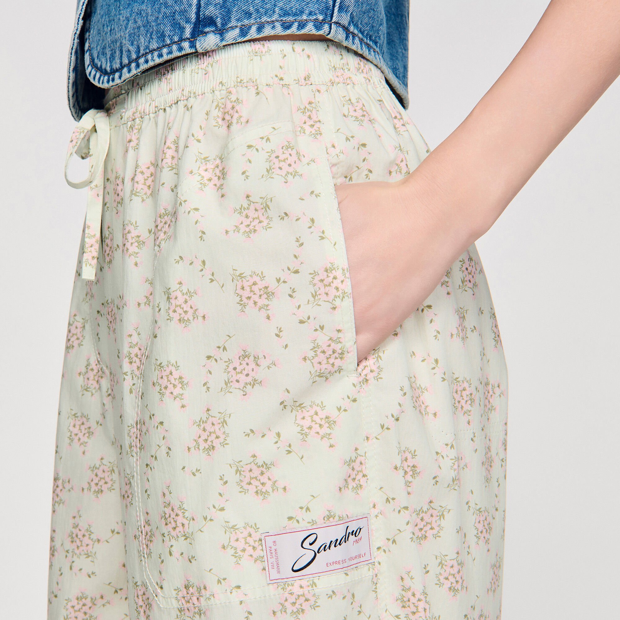 Floral wide-leg trousers