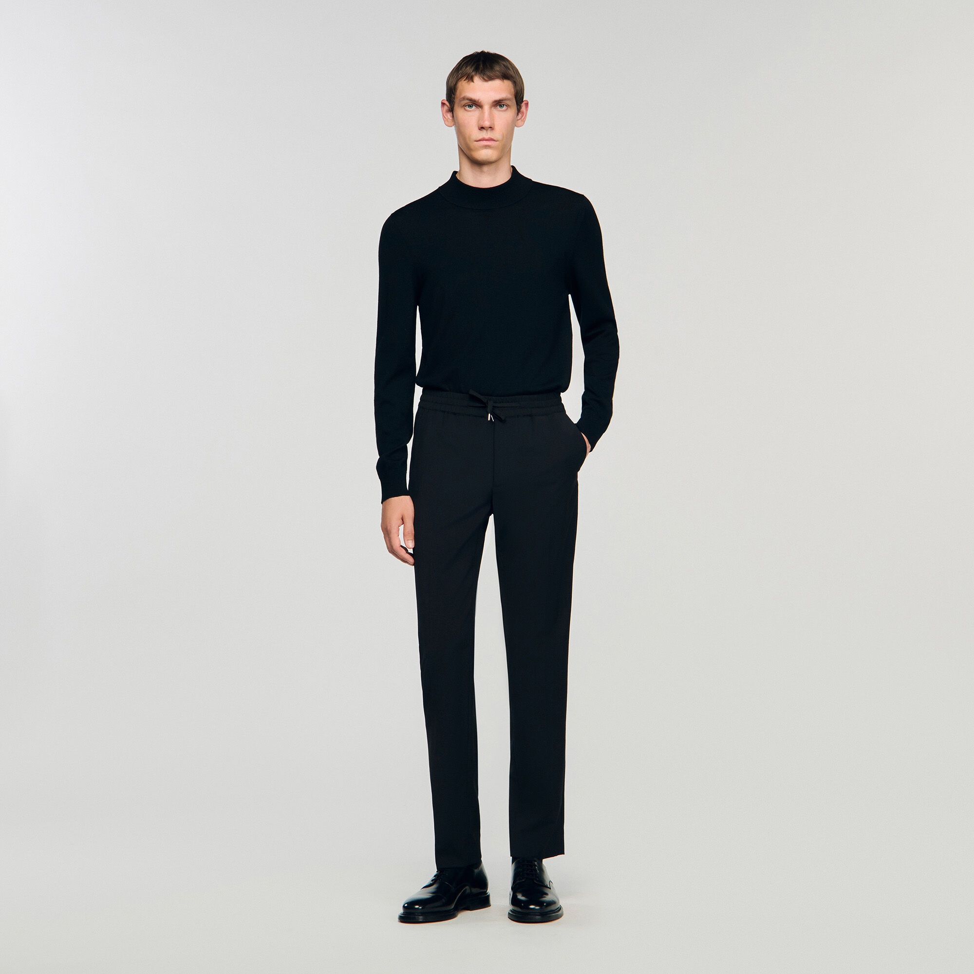 Pantalon élastiqué en laine