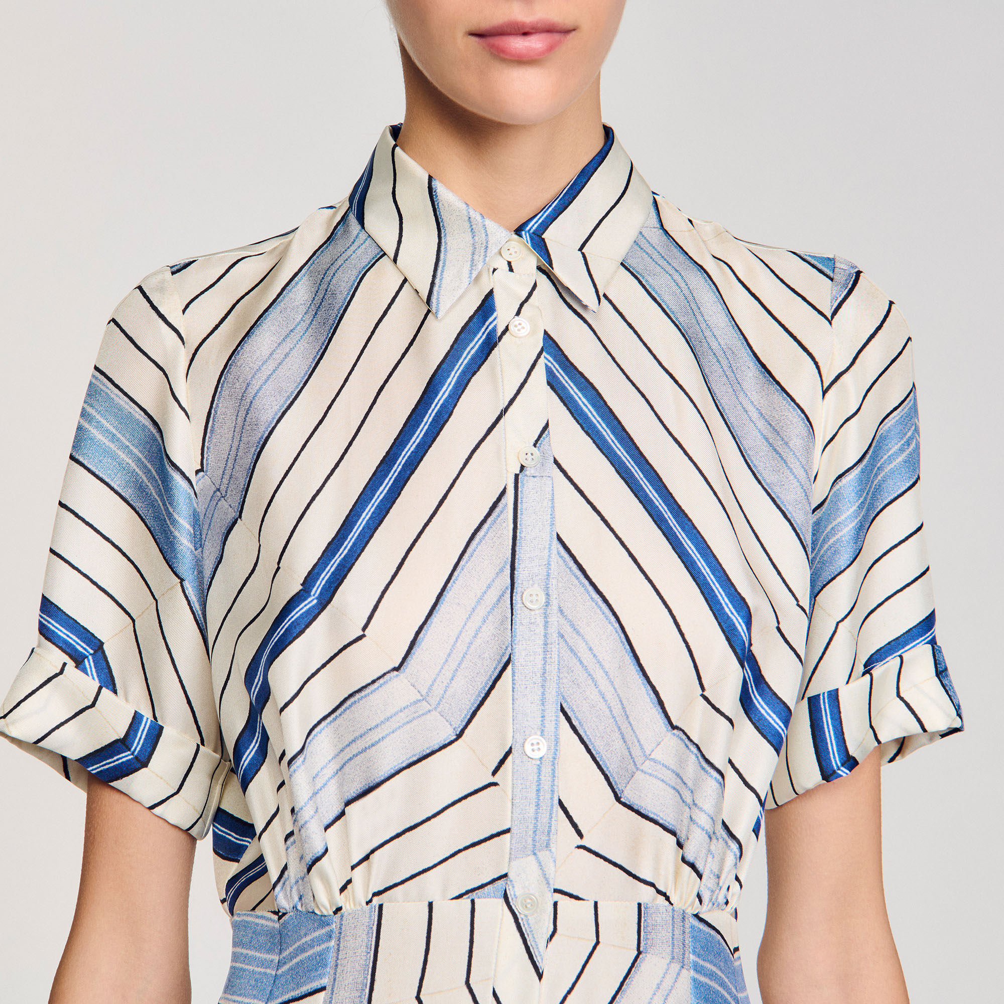 Robe midi en soie imprimé spirales