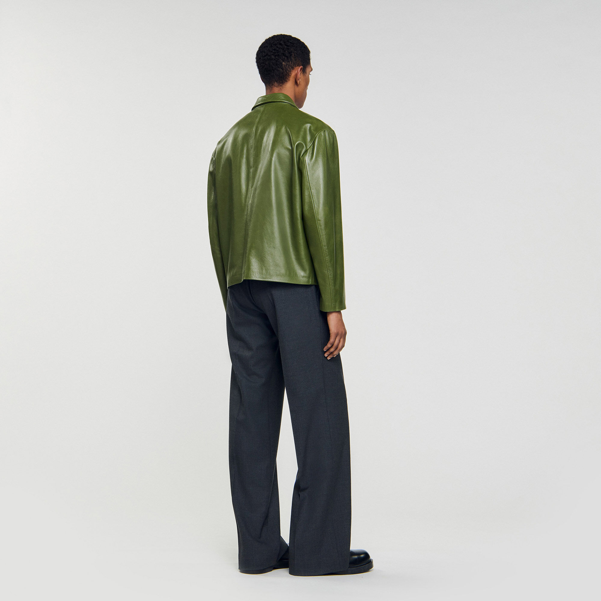 Blouson zippé en cuir