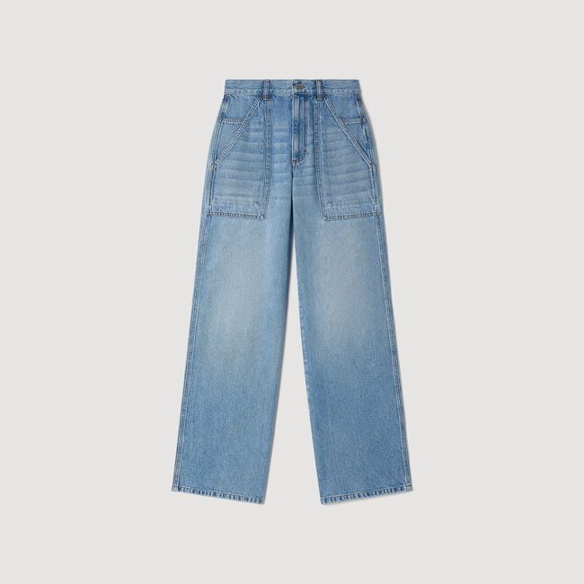 Weite, gerade Washed-Cotton-Jeans