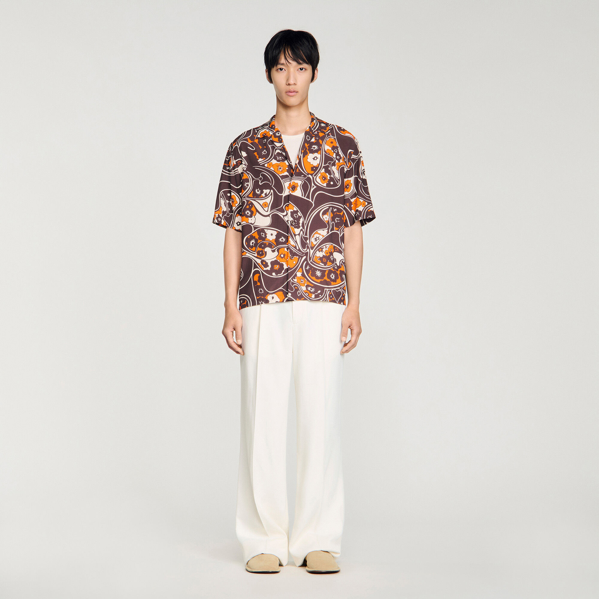 Chemise fluide imprim&eacute; col requin