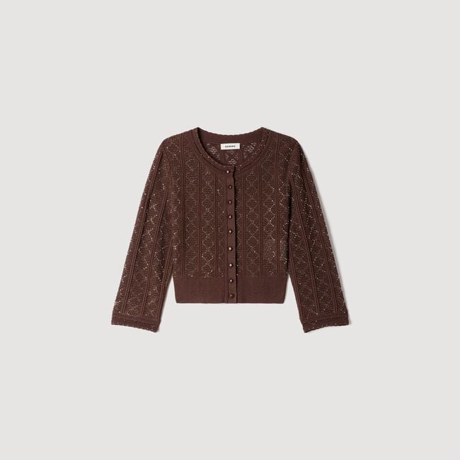 Cropped rhinestone cardigan