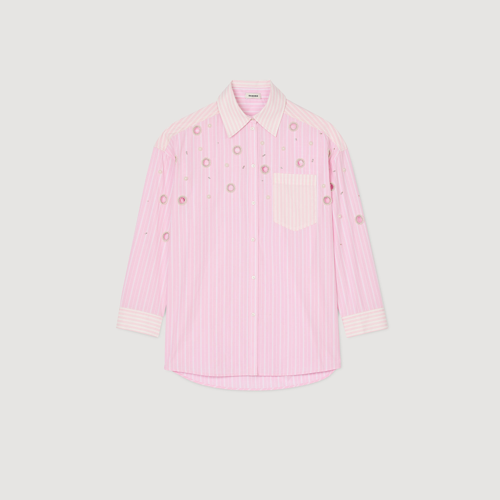 Chemise strassée à rayures