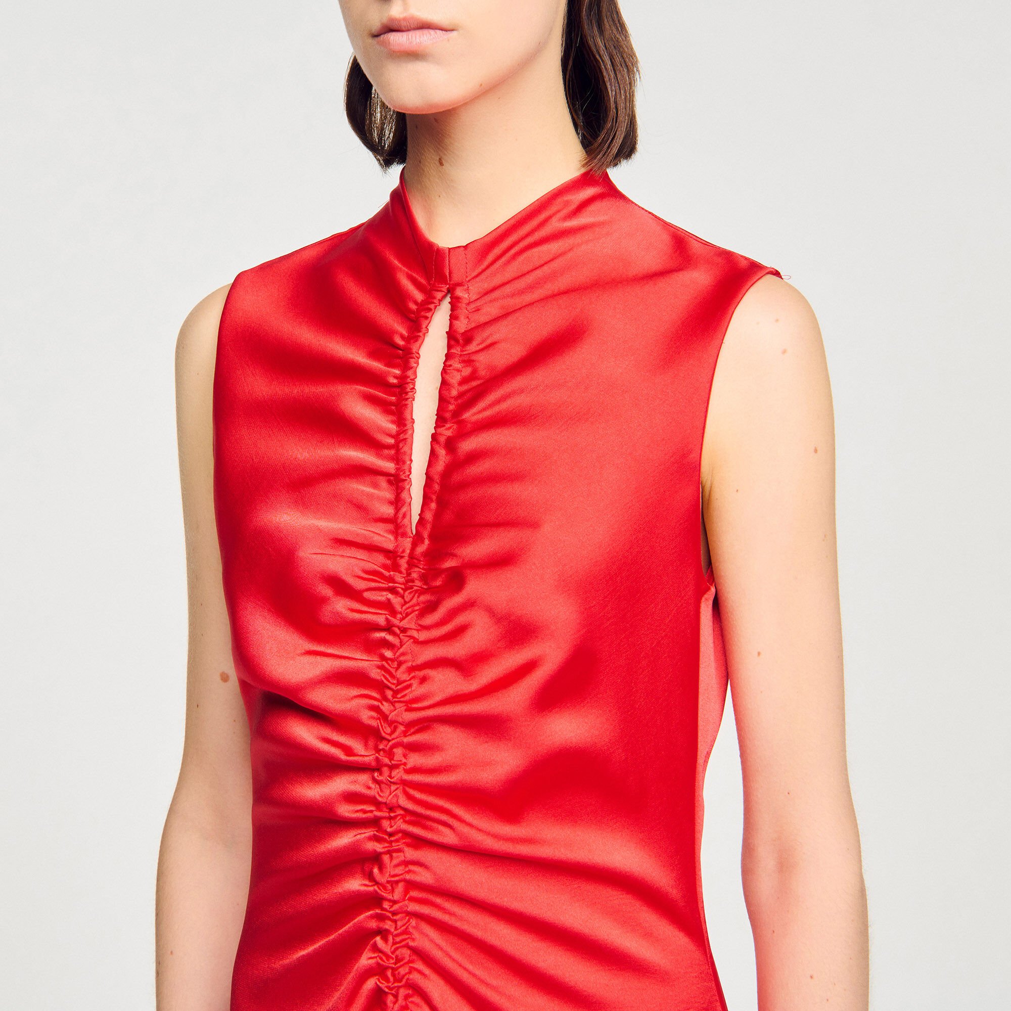 Draped satin-effect dress