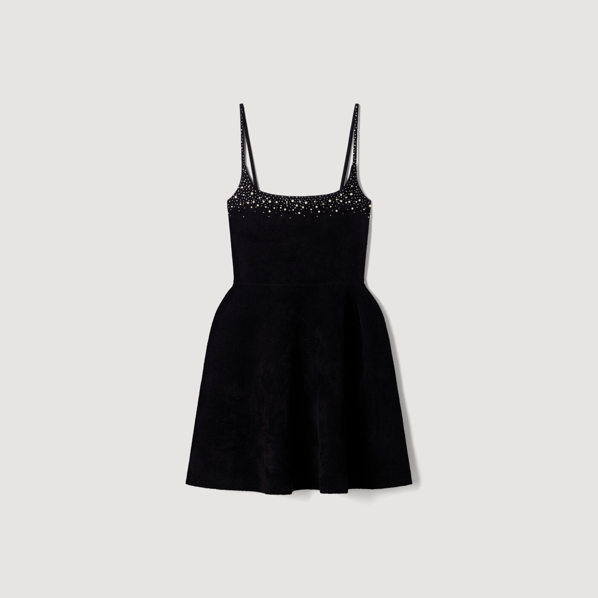 Robe courte en velours &agrave; strass - Femme | Sandro