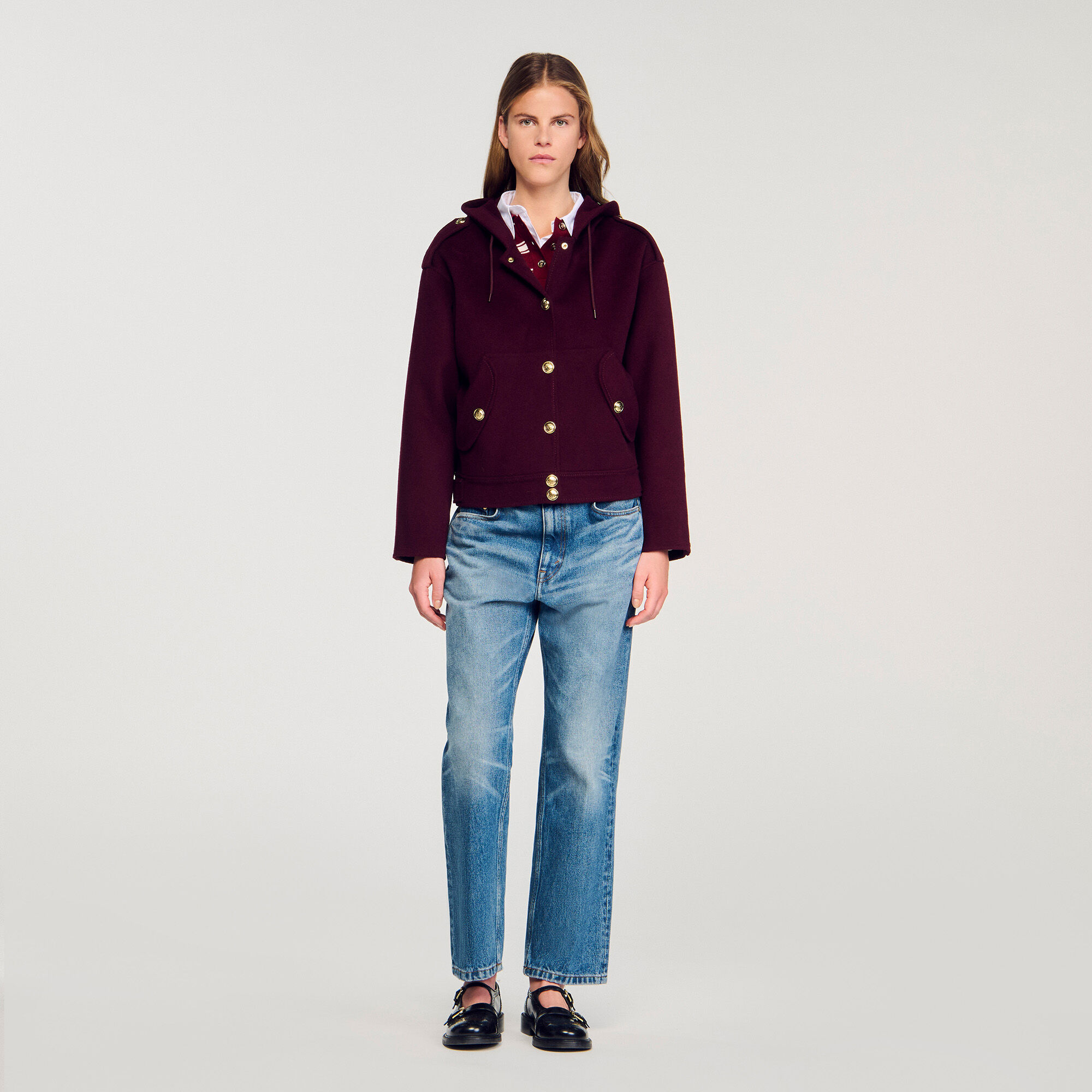 Veste à capuche en laine