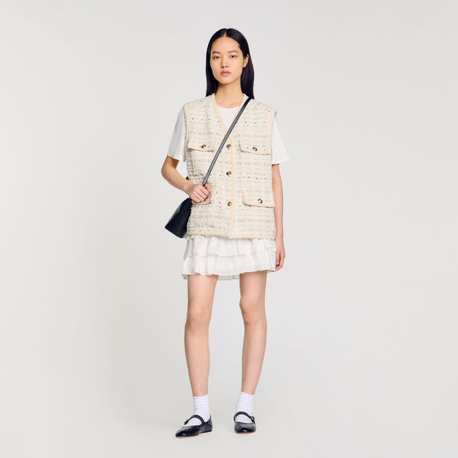 Sleeveless tweed jacket