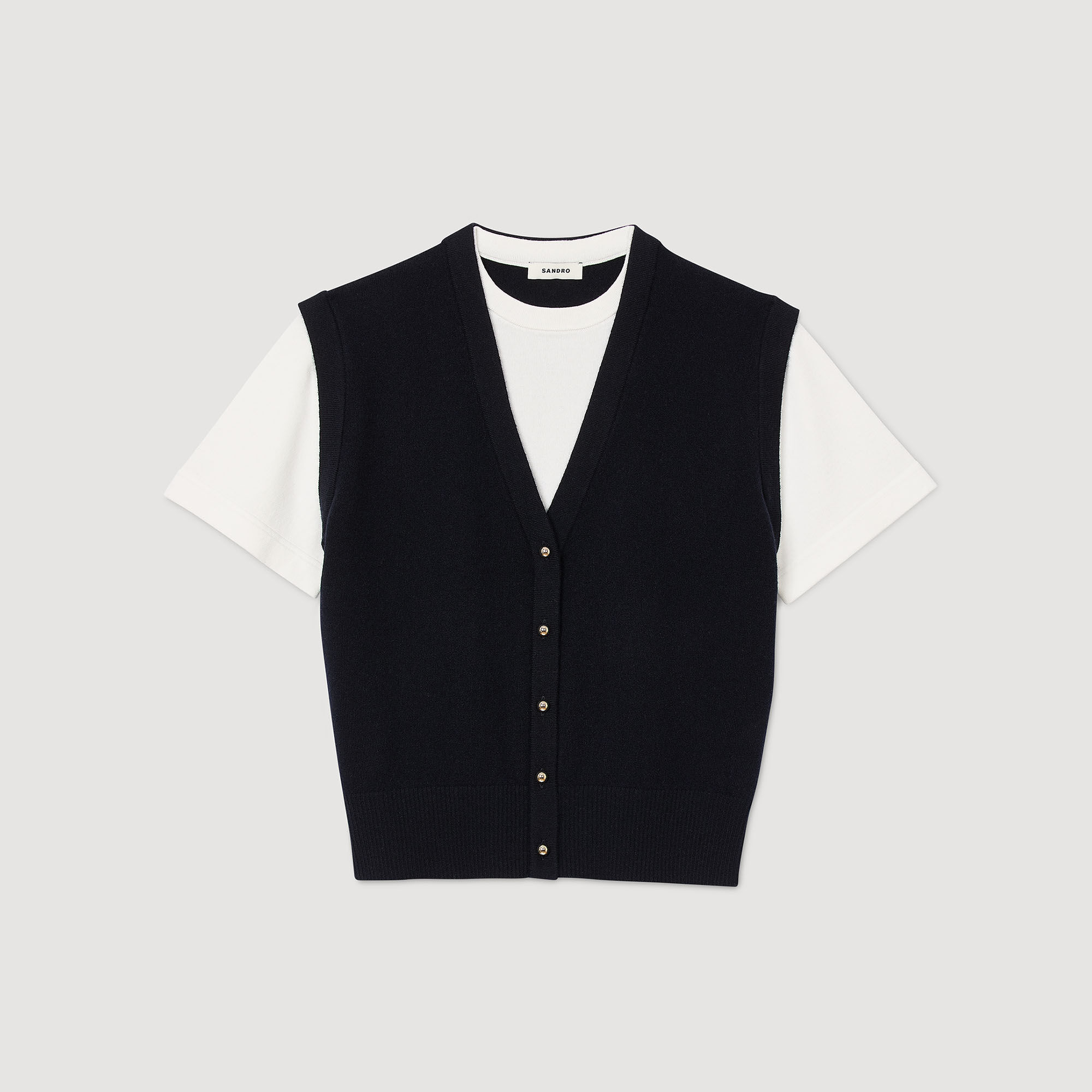 Two-tone wool and cashmere jumper