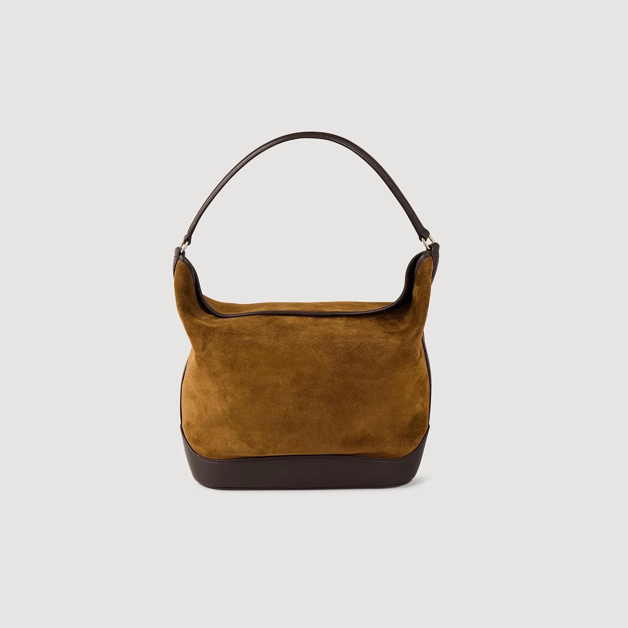 Beuteltasche aus Leder und Wildleder