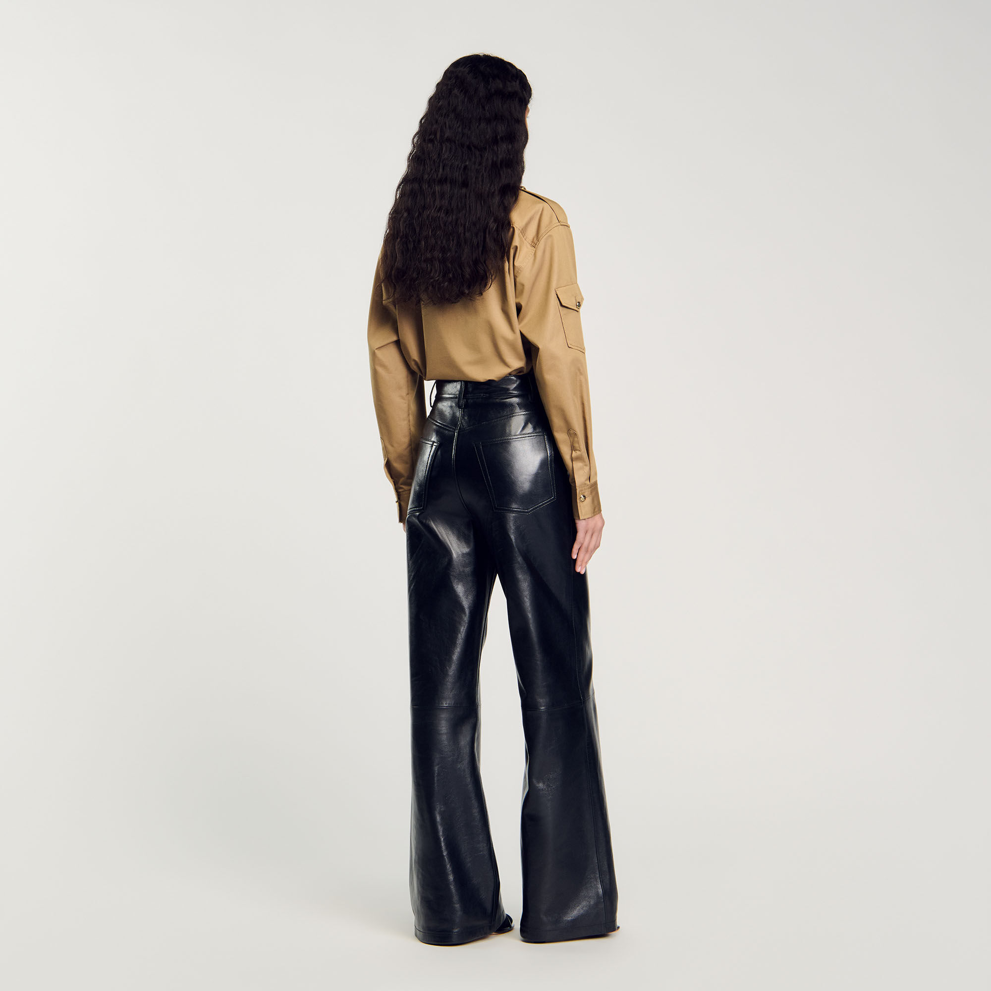 Pantalon évasé en cuir