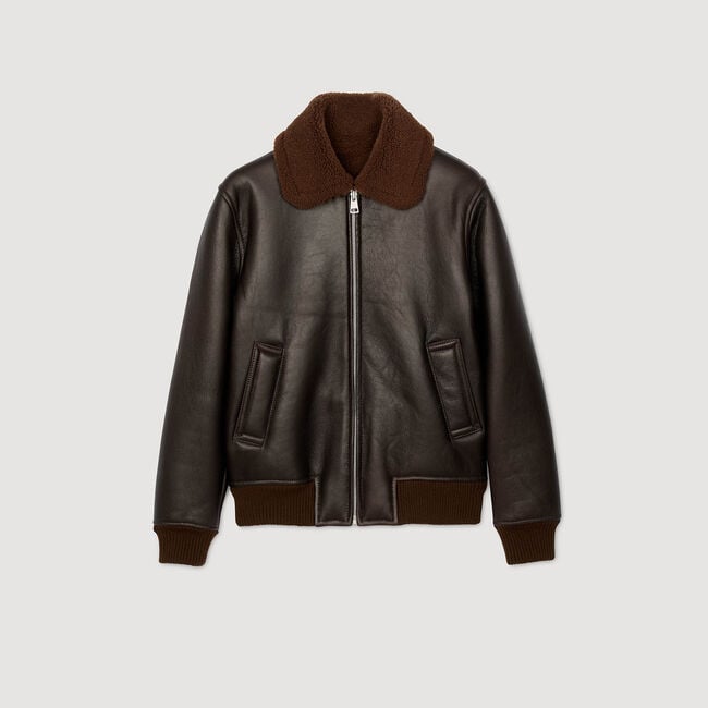 Blouson en cuir retourné