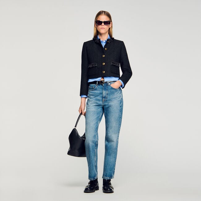 Veste en tweed à volants