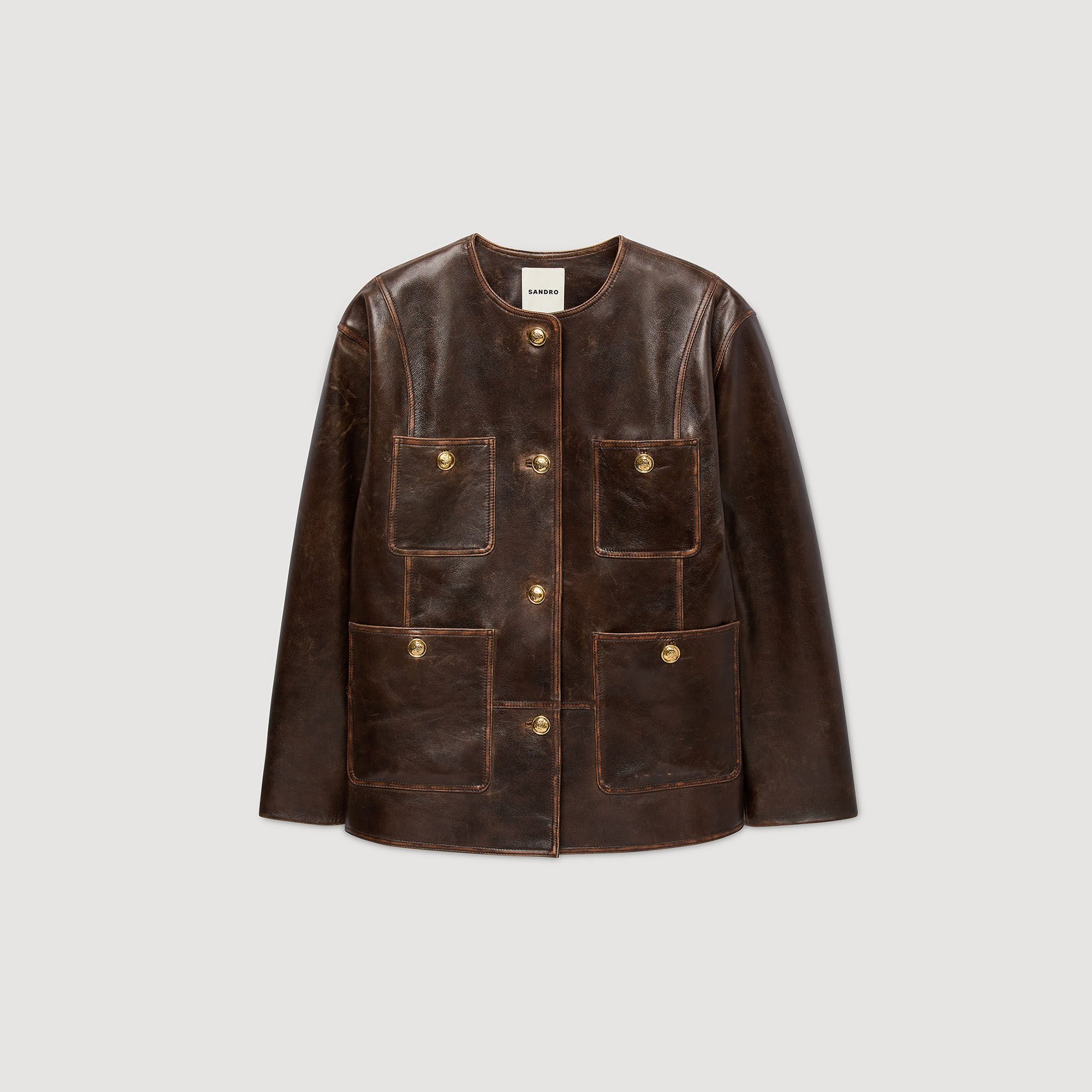 Lange Jacke aus gealtertem Leder