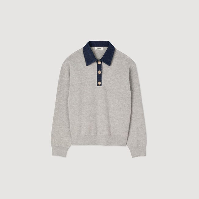 Pull à col polo et manches longues