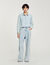 Denim shirt with beaded collar