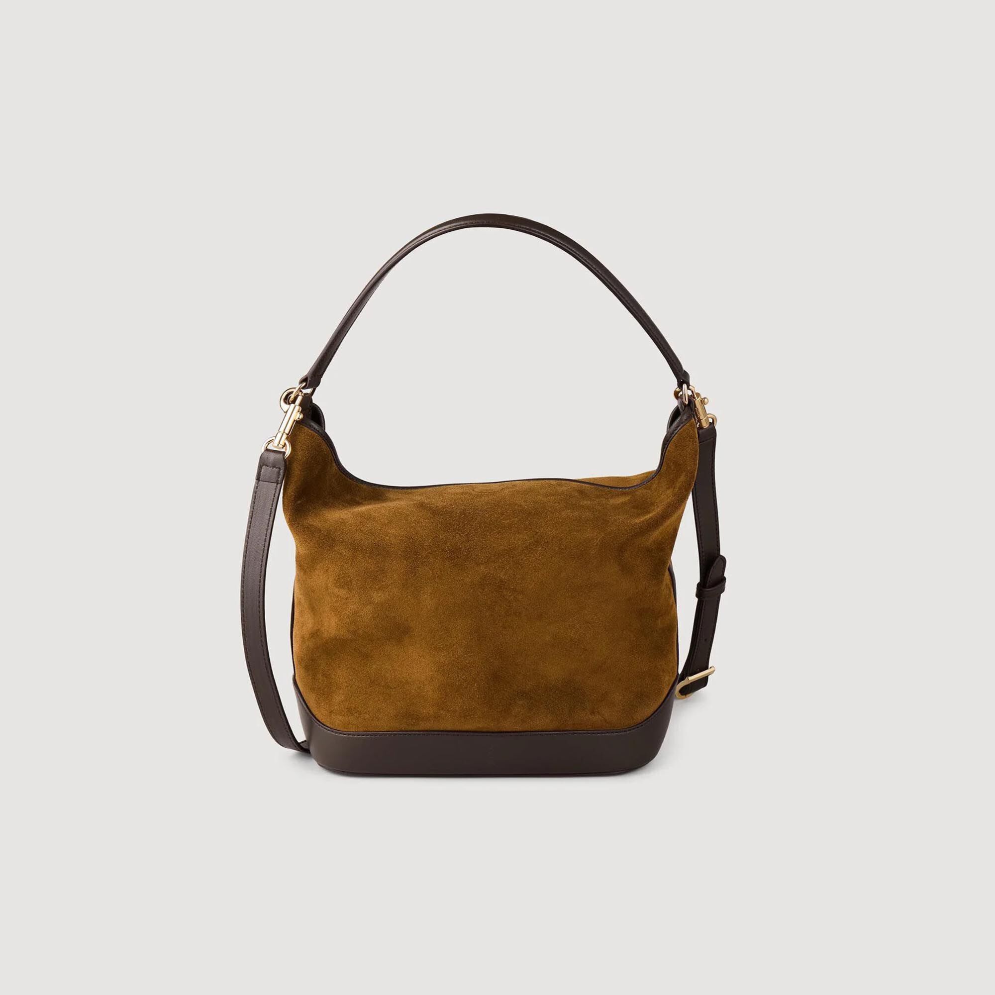 Beuteltasche aus Leder und Wildleder
