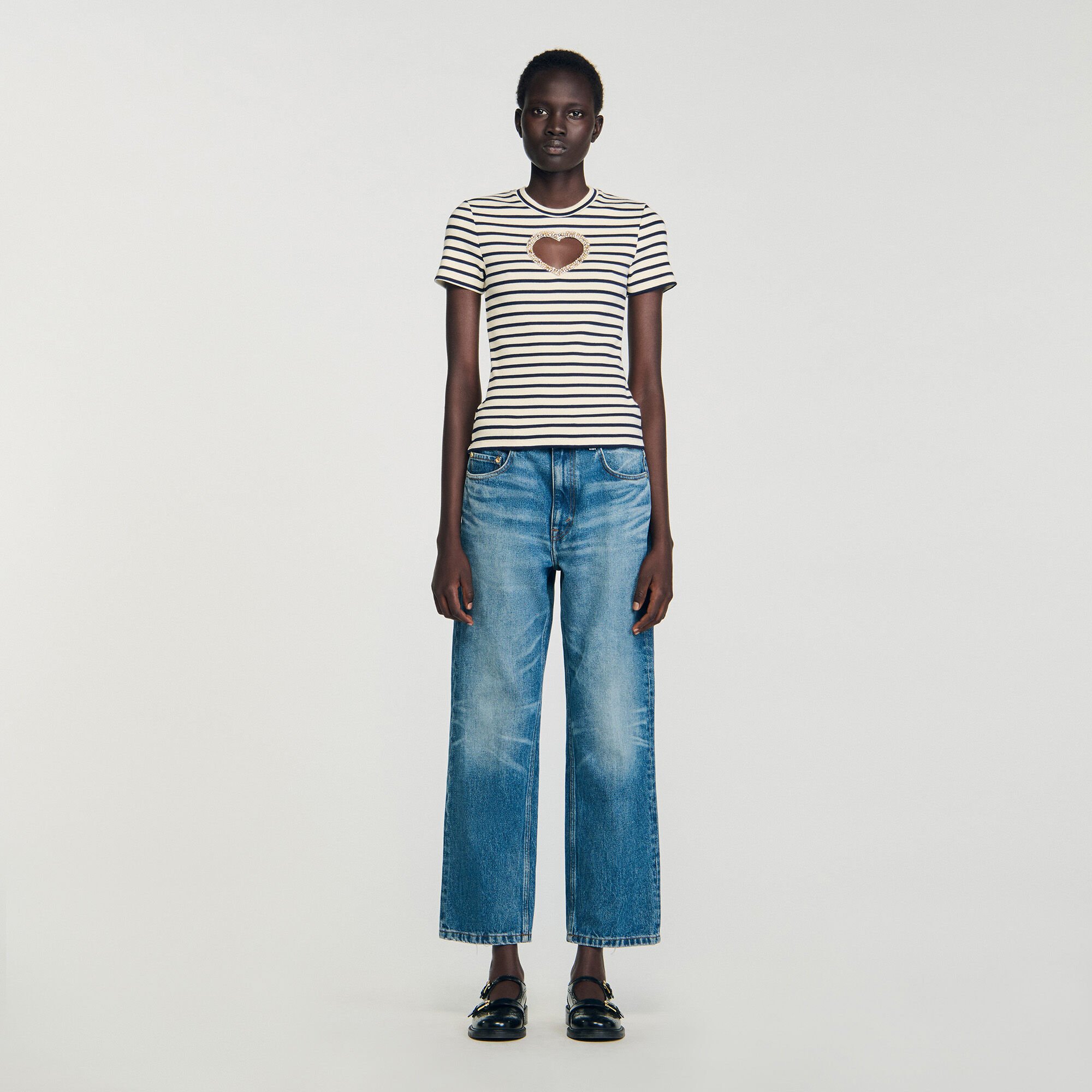 T-shirt cœur strassé