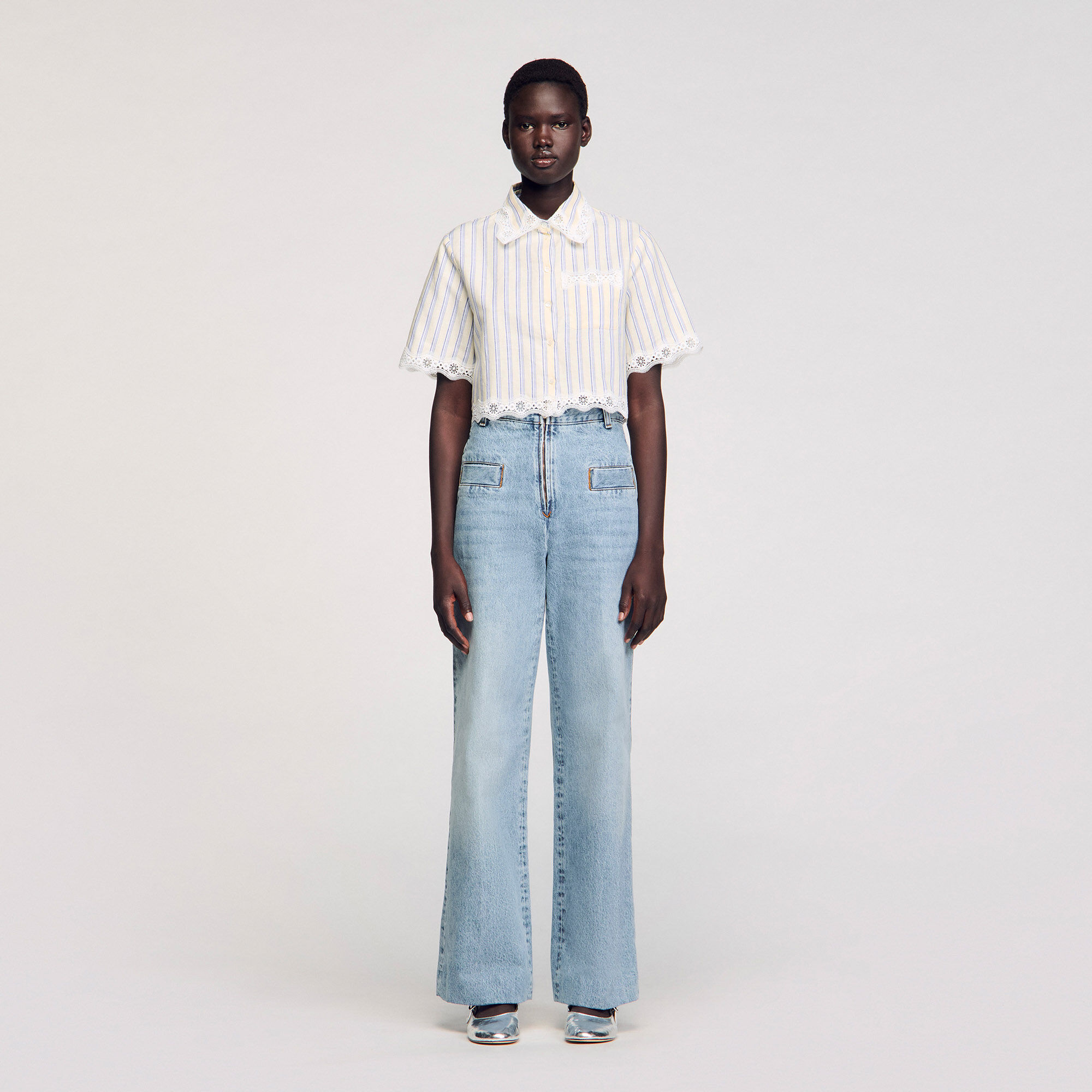 Striped cropped shirt