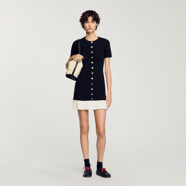 Robe courte maille bas bicolore