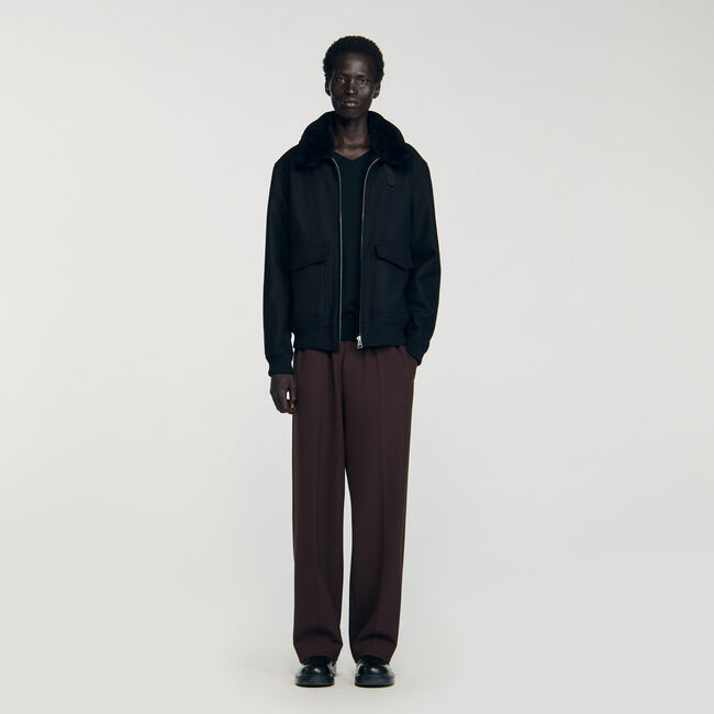 Fliegerjacke aus Wolle mit Kragen