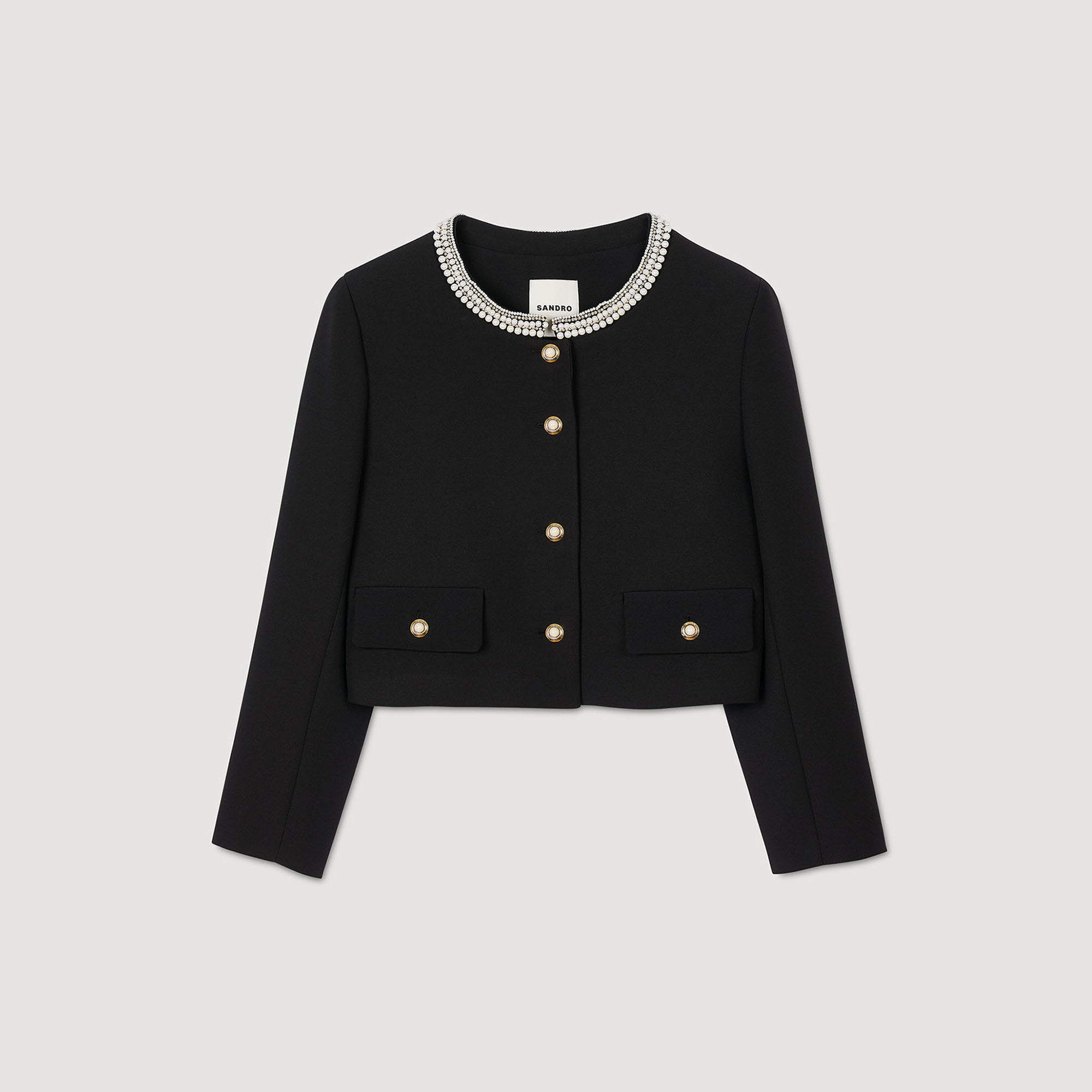 Jacke mit Perlenkragen