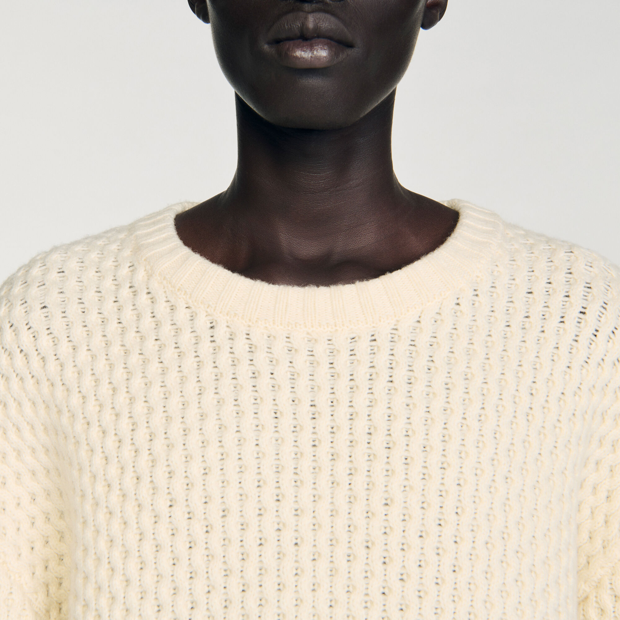 Honeycomb stitch wool jumper