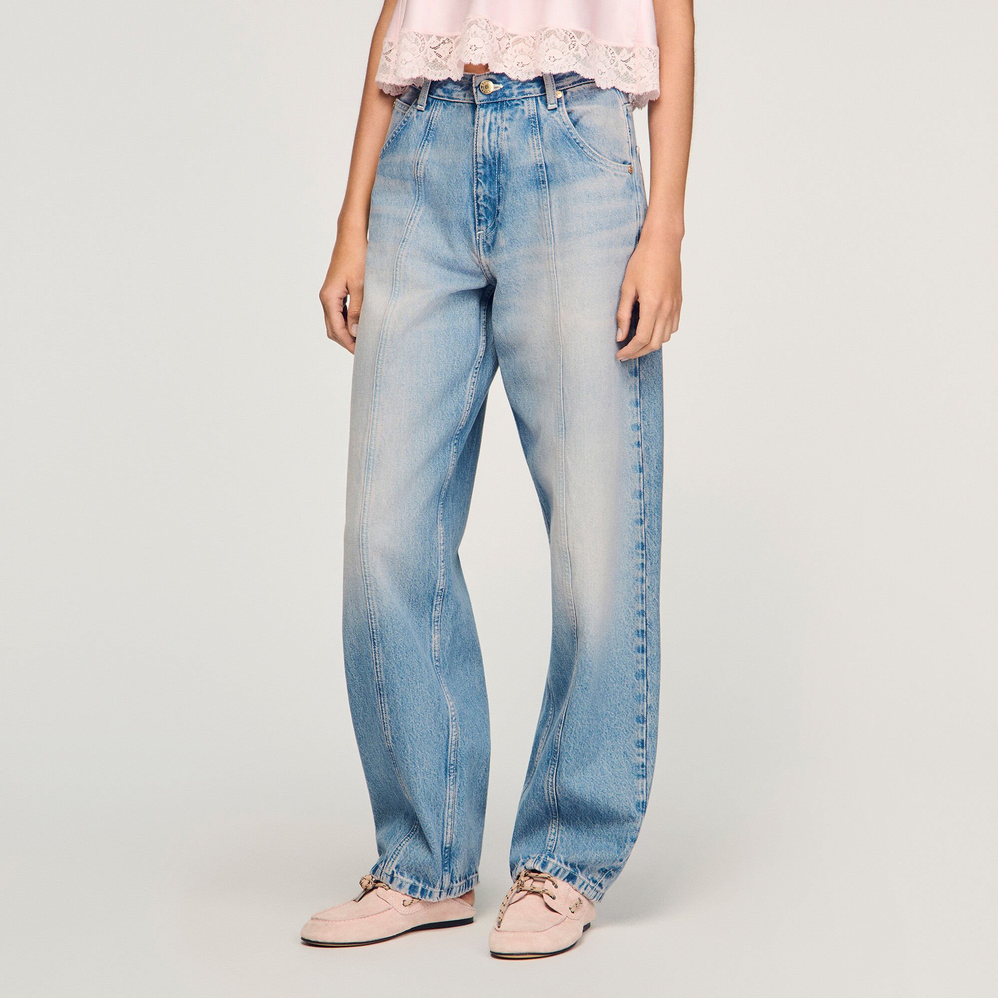 Verwaschene Barrel-Jeans