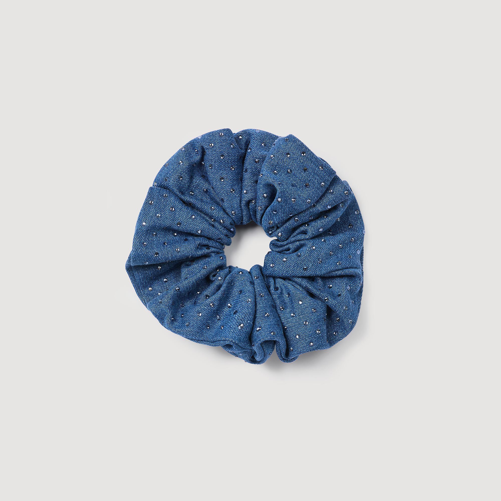 Chouchou en denim strassé