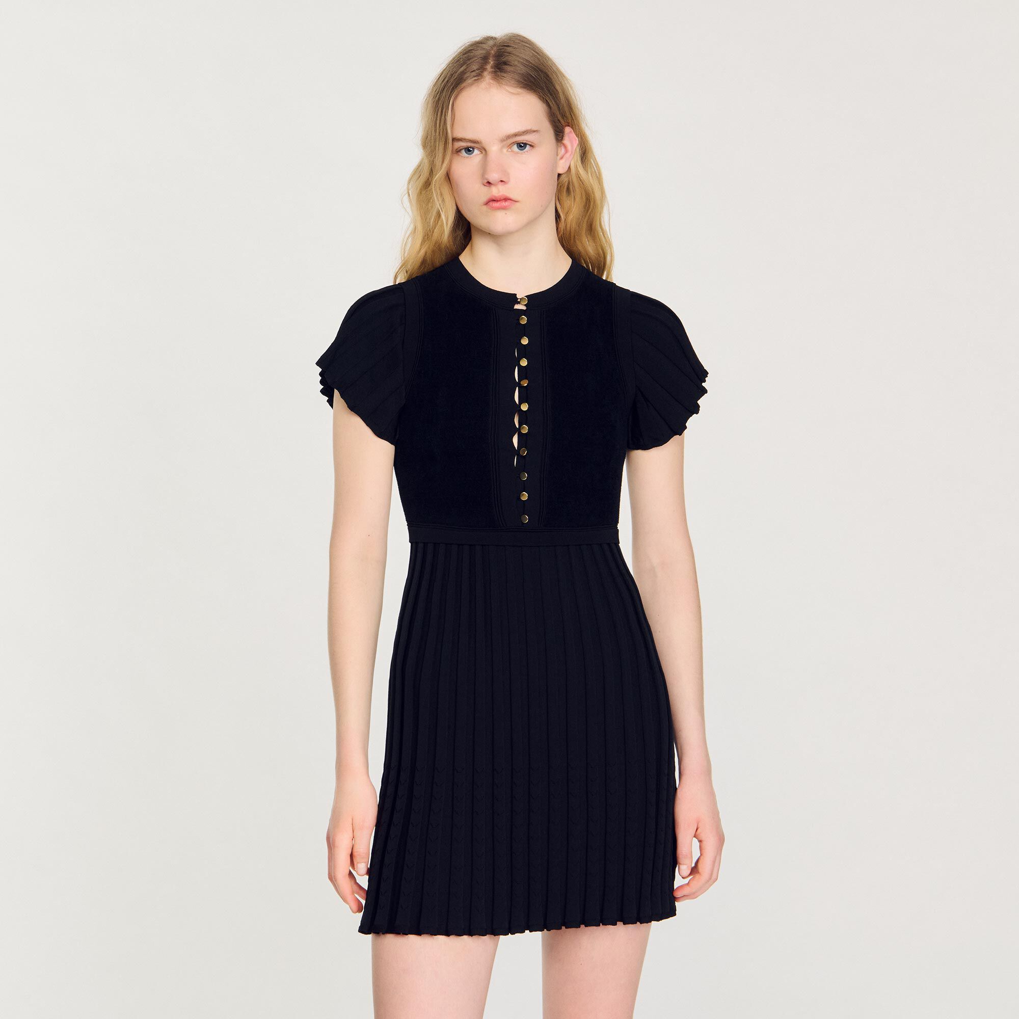 Pleated knit dress