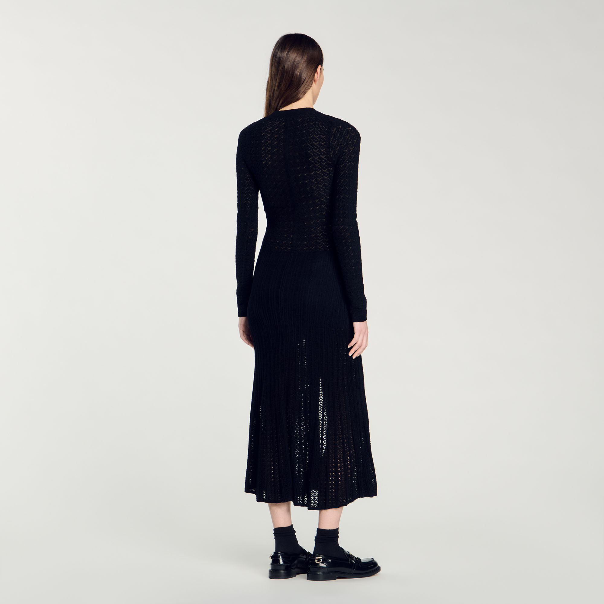 Langes Strickkleid in Velours-Optik