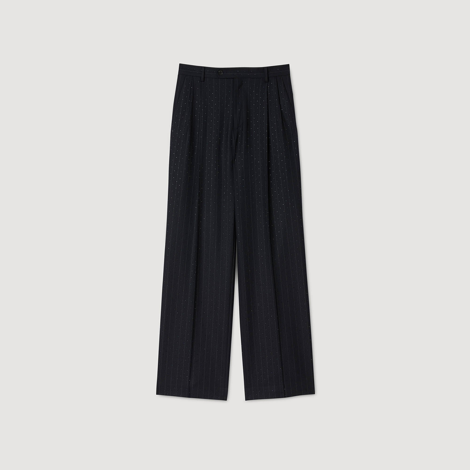 Pantalon à rayures strassées