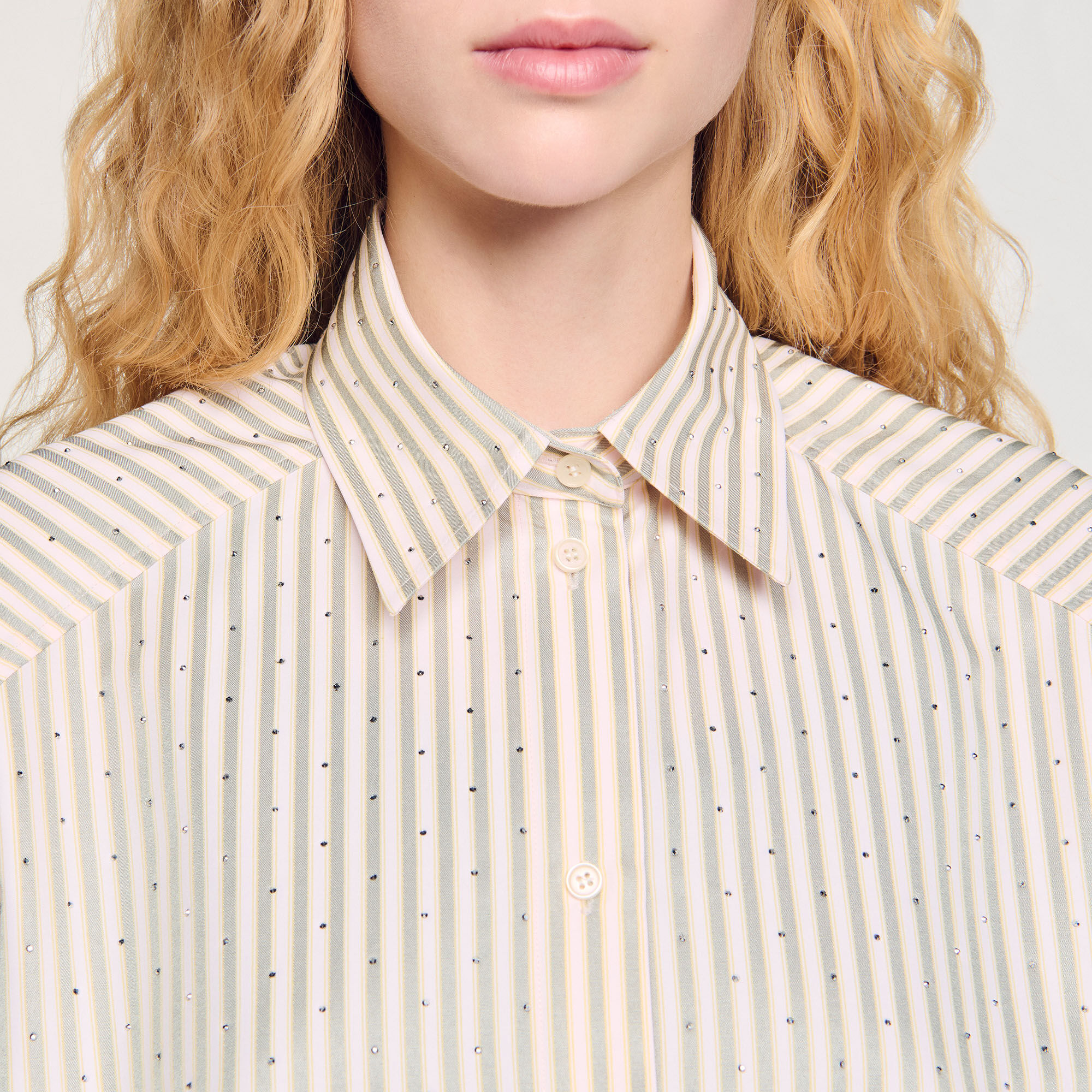 Chemise strassée à rayures