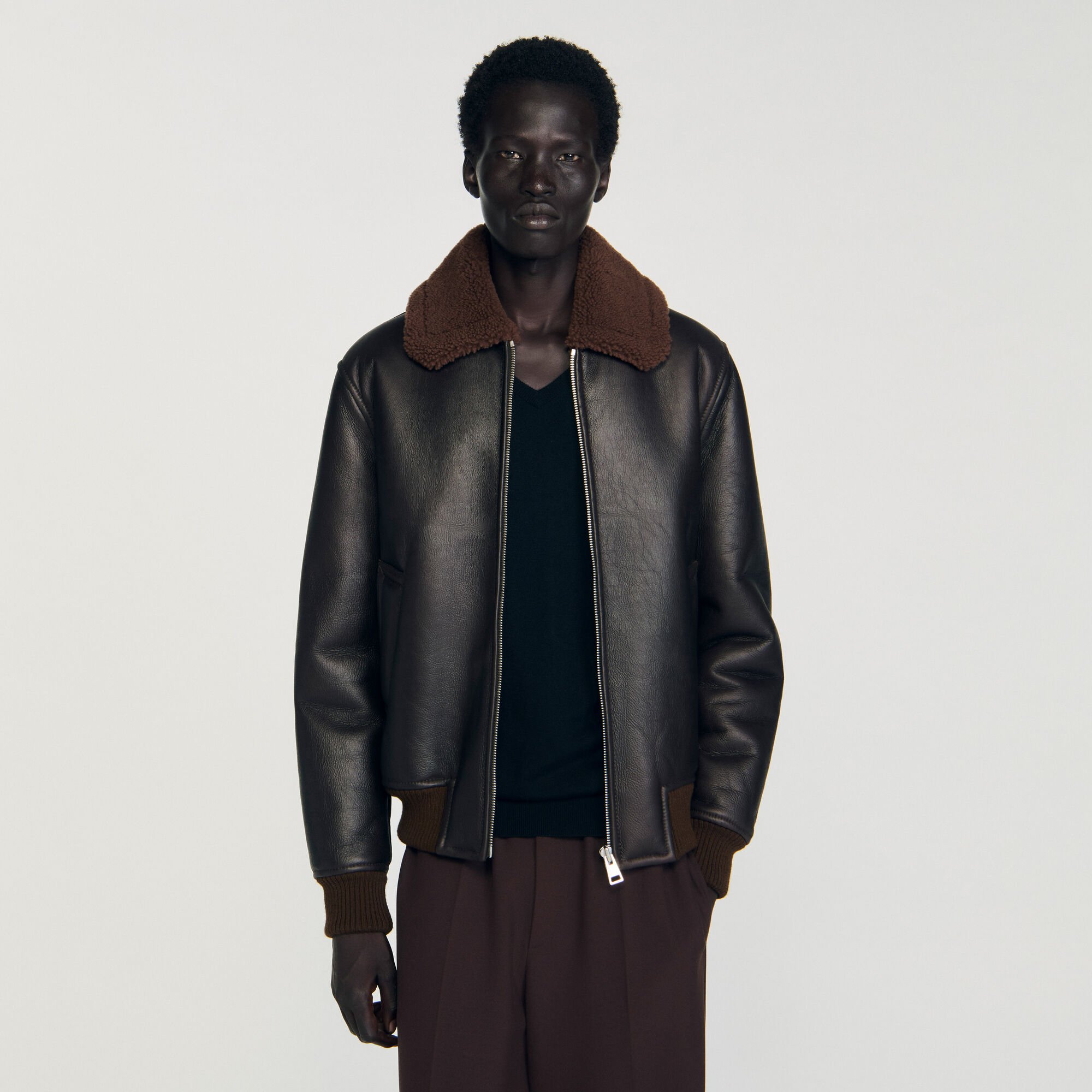 Reversed leather jacket
