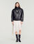 Oversize-Lederjacke mit Stehkragen