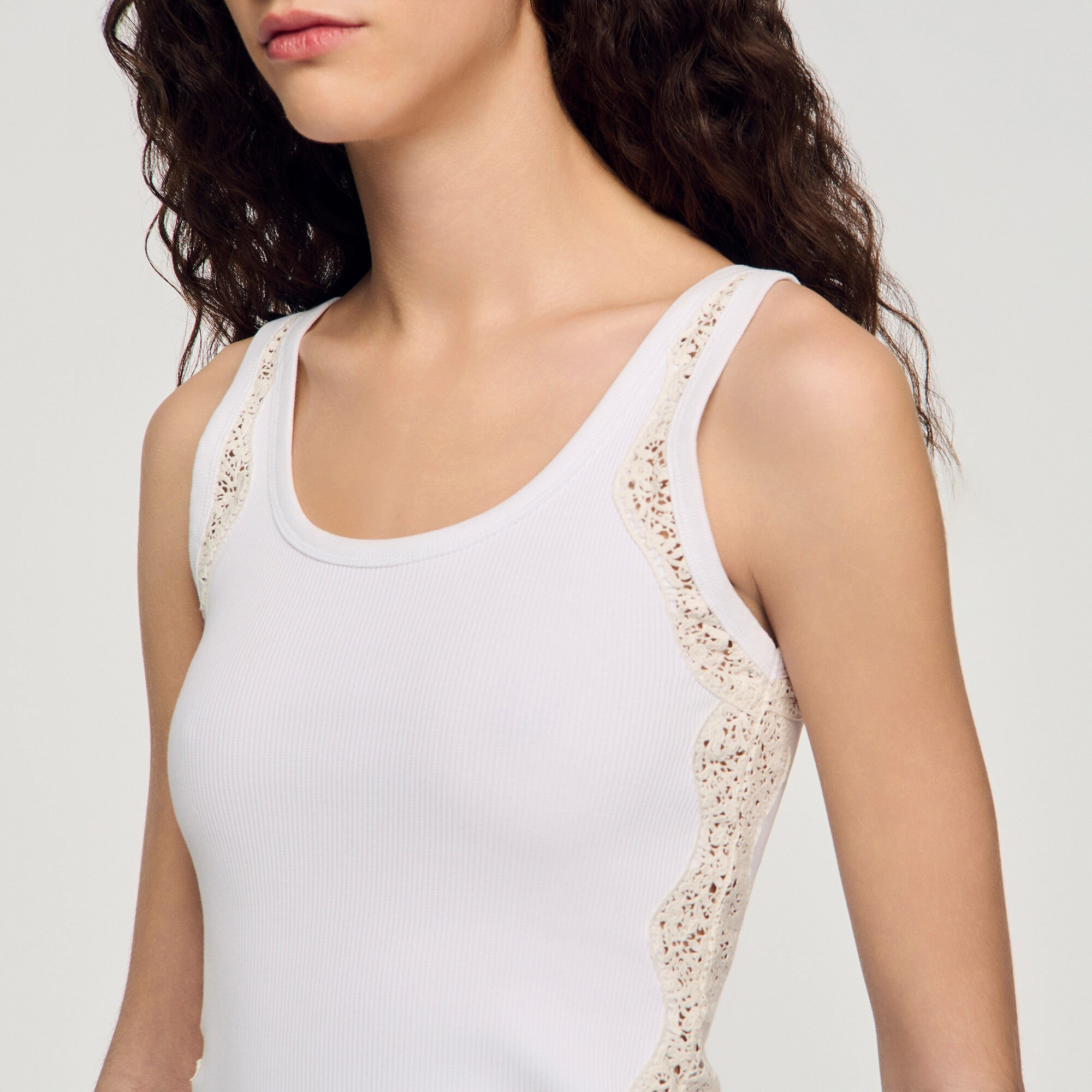 Vest top with lace detail