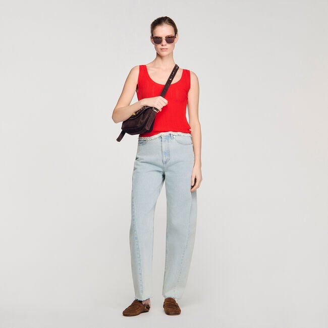 D&eacute;bardeur en maille orn&eacute;e de dentelle