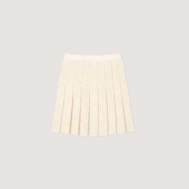 Short tweed pleated skirt