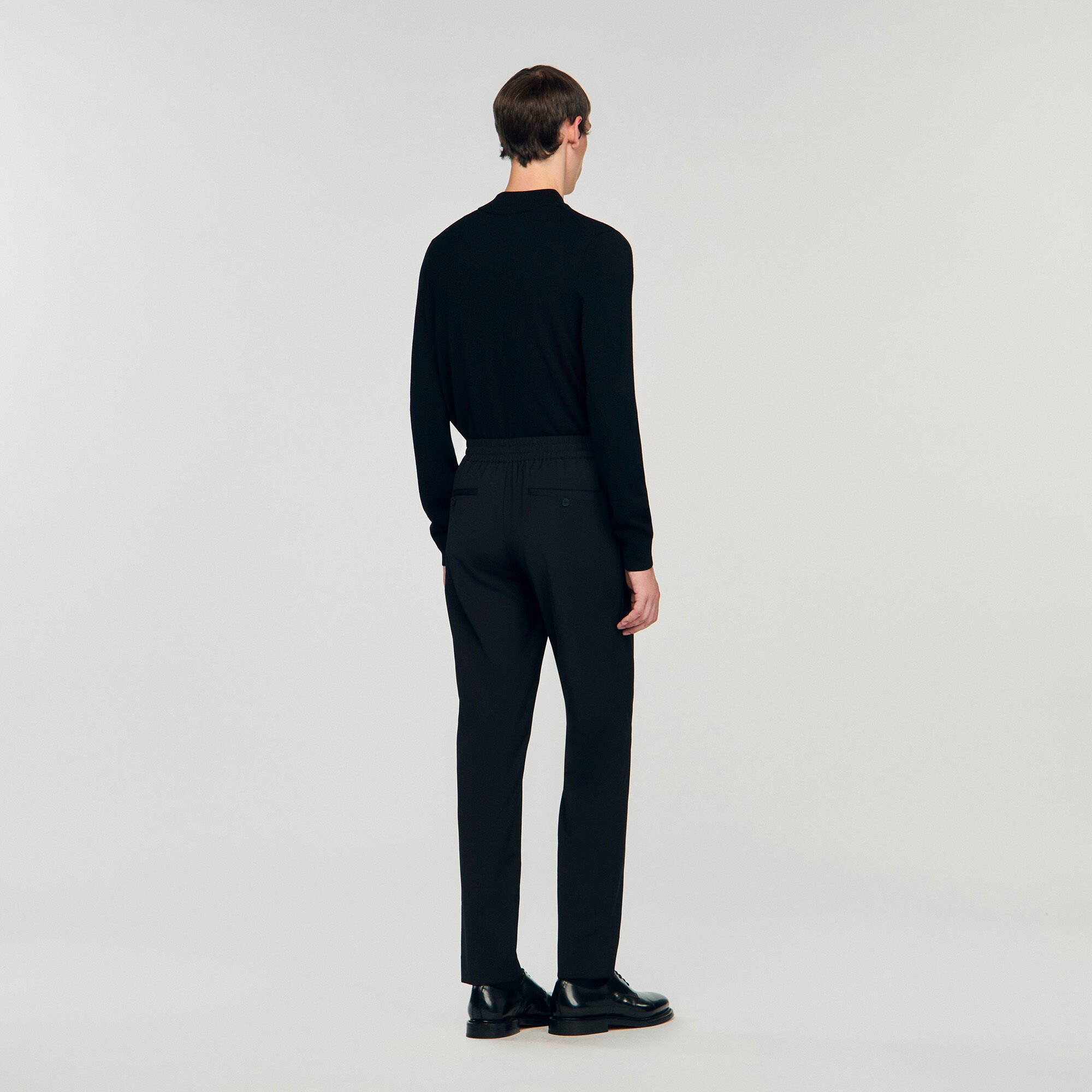 Pantalon élastiqué en laine